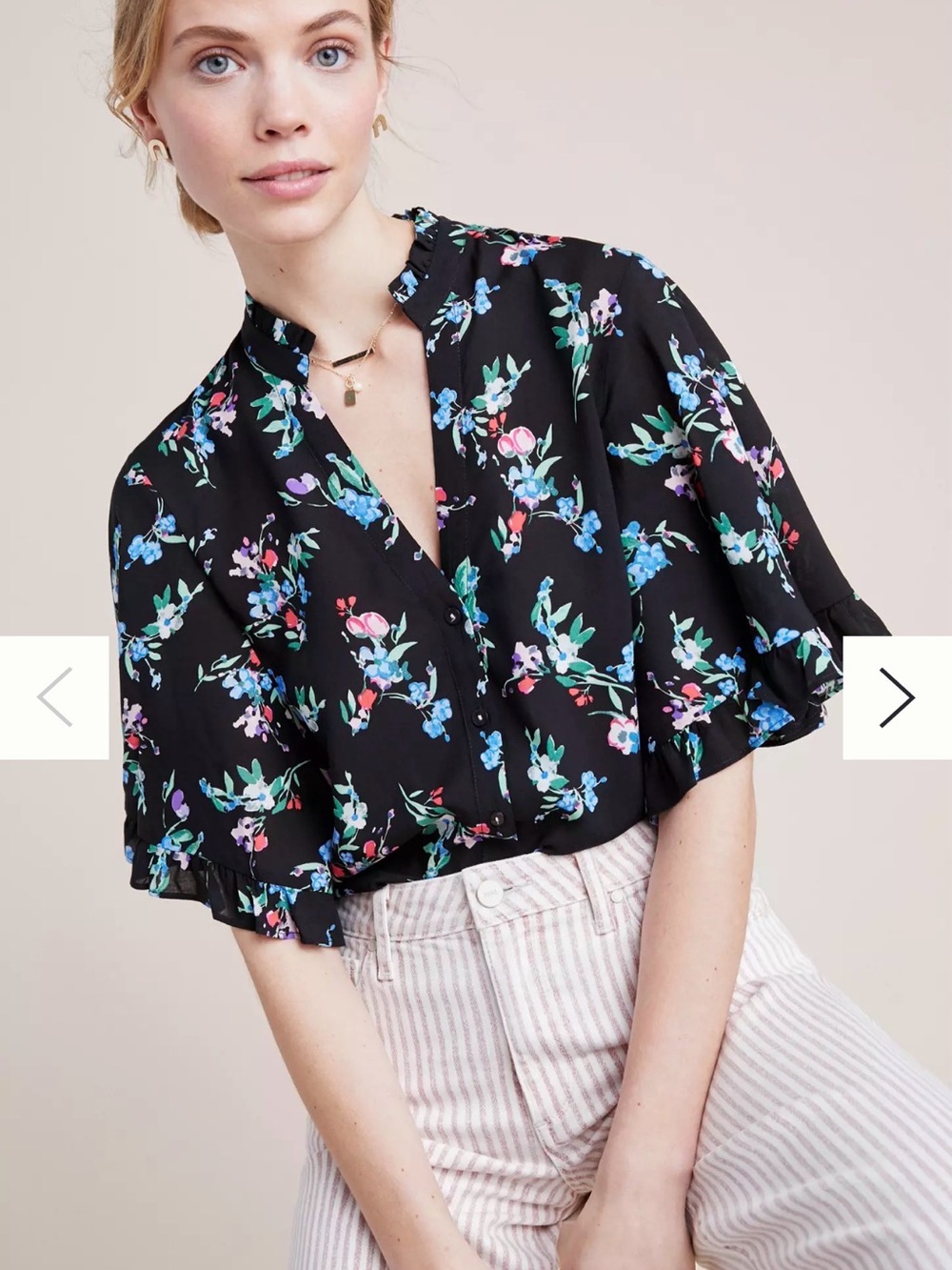 Maeve Anthropologie Aveiro Flutter-Sleeve Button Down Size XS Flutter Sleeves